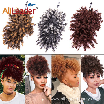 Hair Puff Afro Kinky Curly Ponytail With Bangs